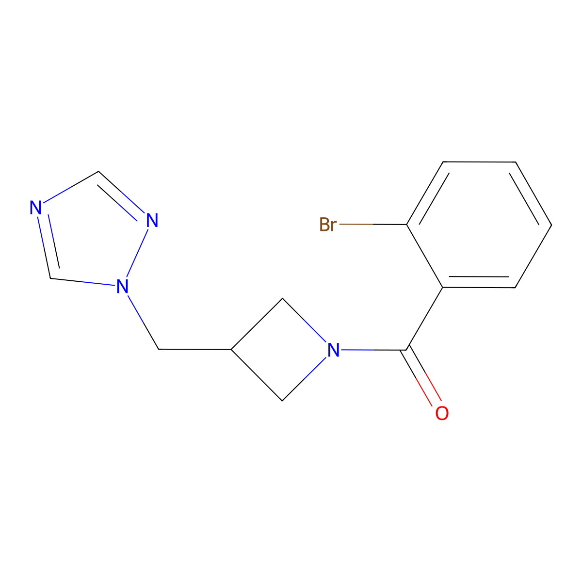 1-{[1-(2-bromobenzoyl)azetidin-3-yl]methyl}-1H-1,2,4-triazole molecular structure, CAS 2320888-47-7