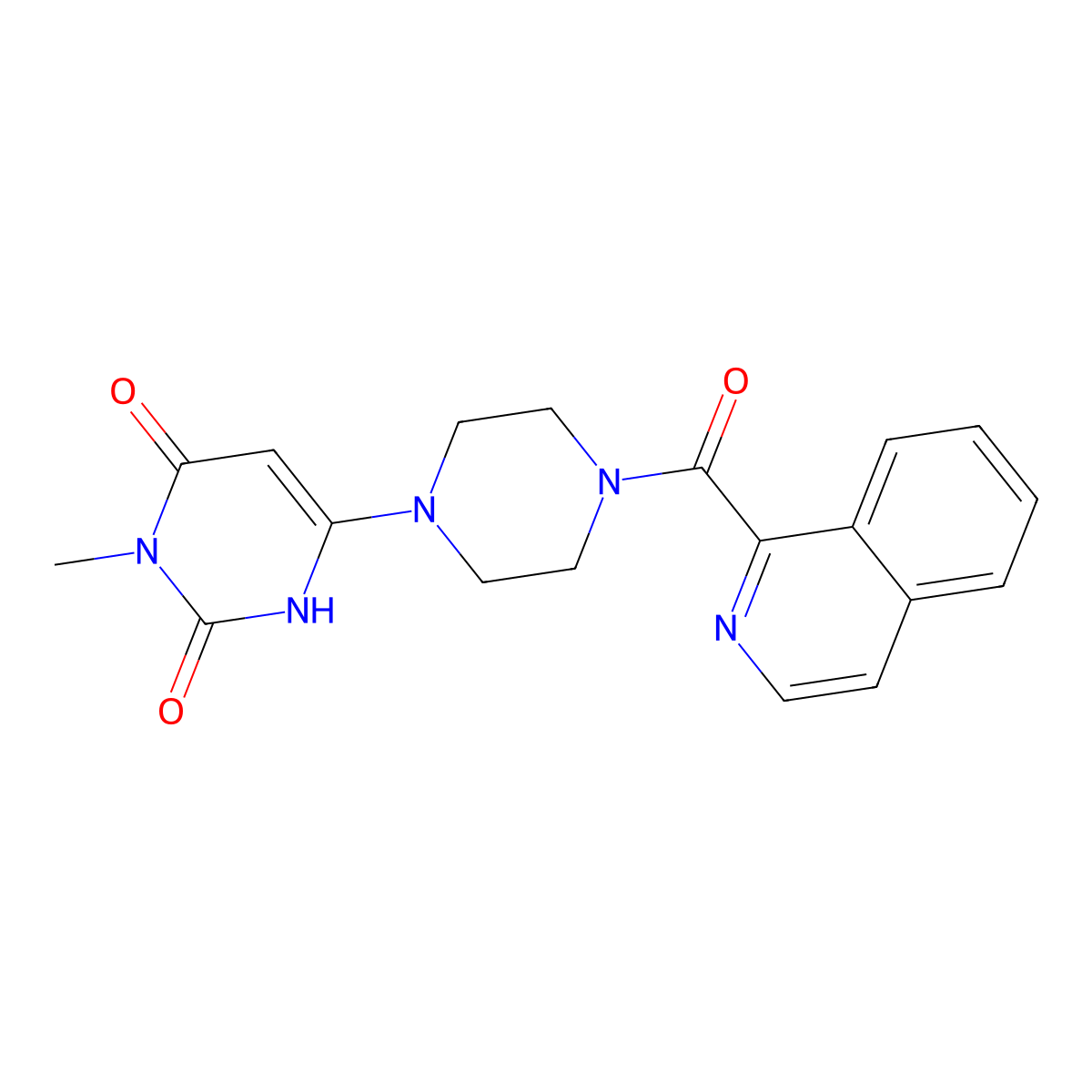6-[4-(Isoquinoline-1-carbonyl)piperazin-1-yl]-3-methyl-1,2,3,4-tetrahydropyrimidine-2,4-dione molecular structure, CAS 2320888-50-2