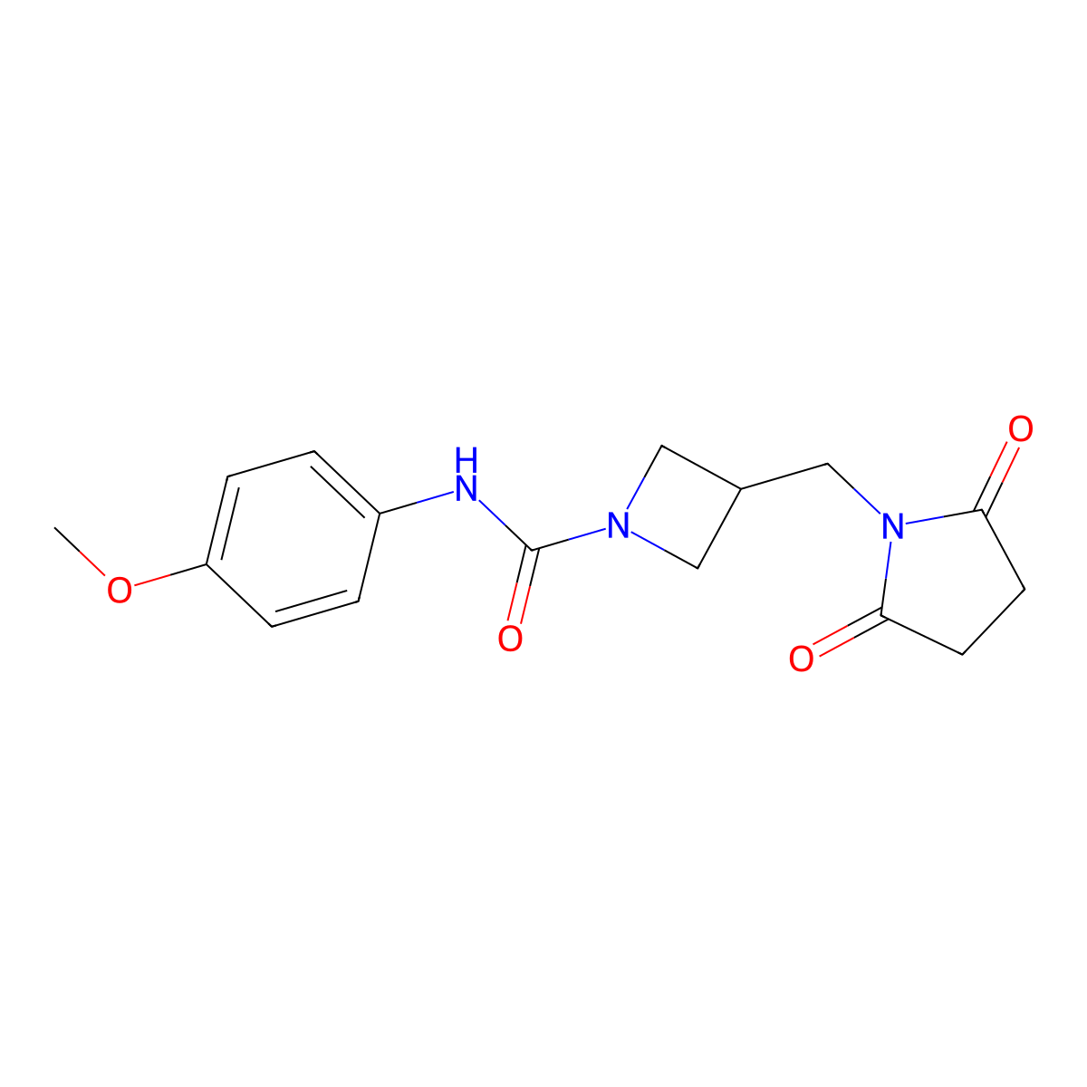 3-[(2,5-Dioxopyrrolidin-1-yl)methyl]-N-(4-methoxyphenyl)azetidine-1-carboxamide molecular structure, CAS 2320888-60-4