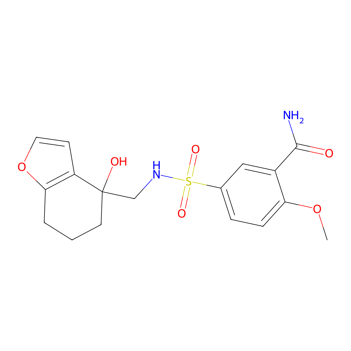 5-(N-((4-hydroxy-4,5,6,7-tetrahydrobenzofuran-4-yl)methyl)sulfamoyl)-2-methoxybenzamide molecular structure, CAS 2320888-71-7
