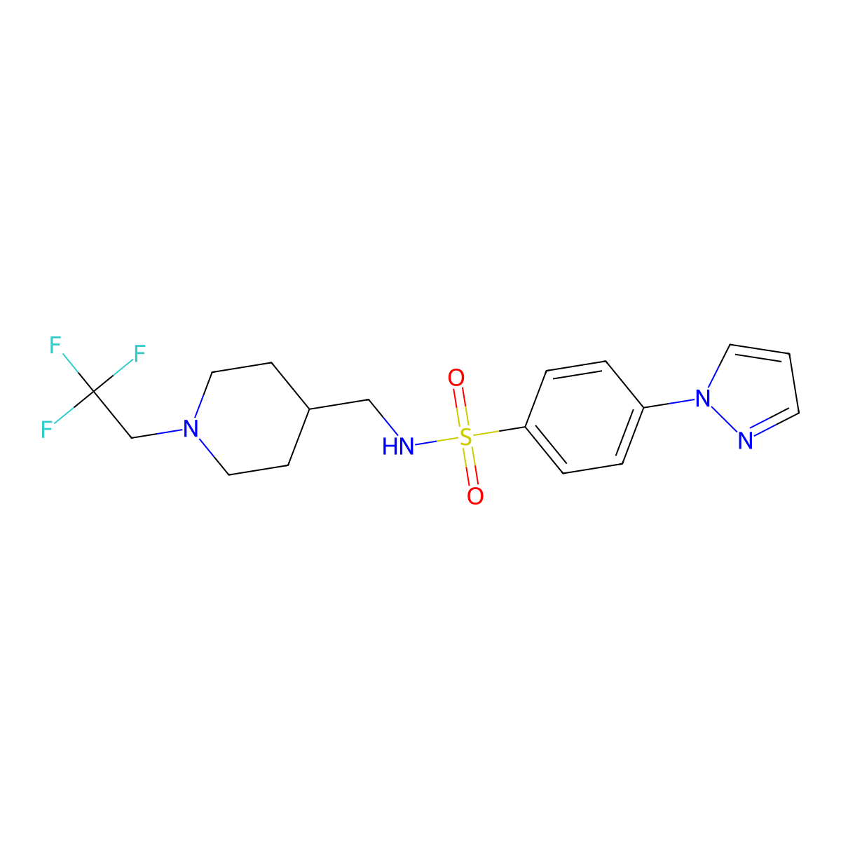 4-(1H-pyrazol-1-yl)-N-{[1-(2,2,2-trifluoroethyl)piperidin-4-yl]methyl}benzene-1-sulfonamide molecular structure, CAS 2320888-77-3