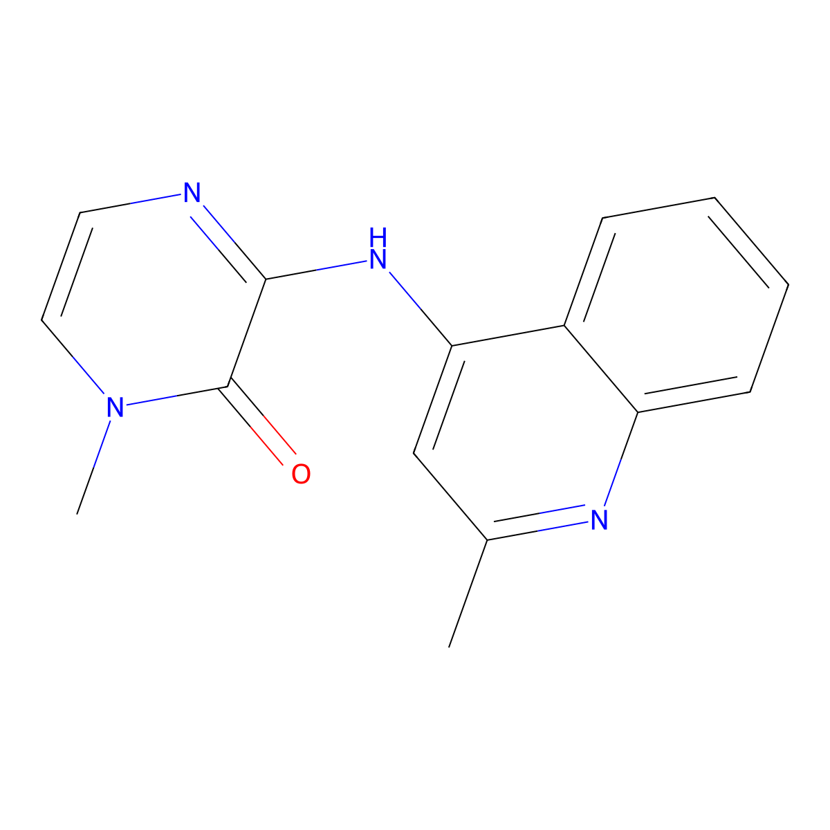 1-methyl-3-((2-methylquinolin-4-yl)amino)pyrazin-2(1H)-one molecular structure, CAS 2320888-90-0