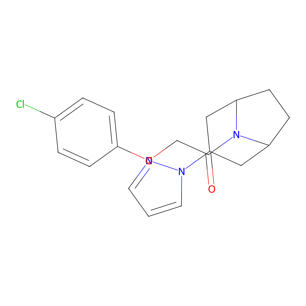 2-(4-chlorophenoxy)-1-[3-(1H-pyrazol-1-yl)-8-azabicyclo[3.2.1]octan-8-yl]ethan-1-one molecular structure, CAS 2320888-91-1