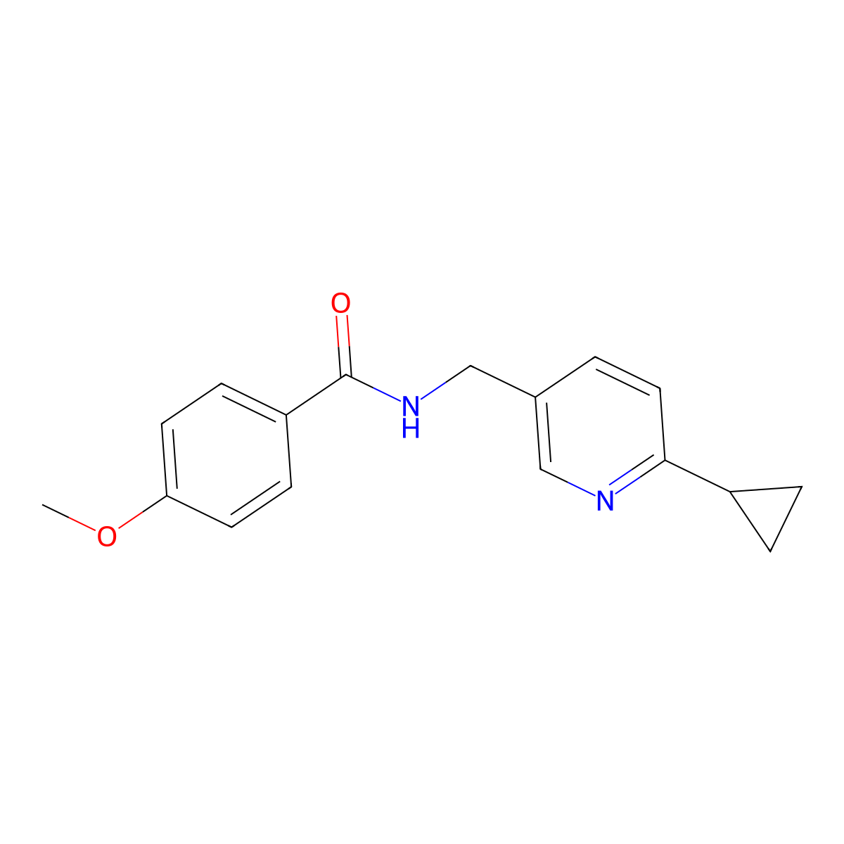N-[(6-cyclopropylpyridin-3-yl)methyl]-4-methoxybenzamide molecular structure, CAS 2320889-02-7