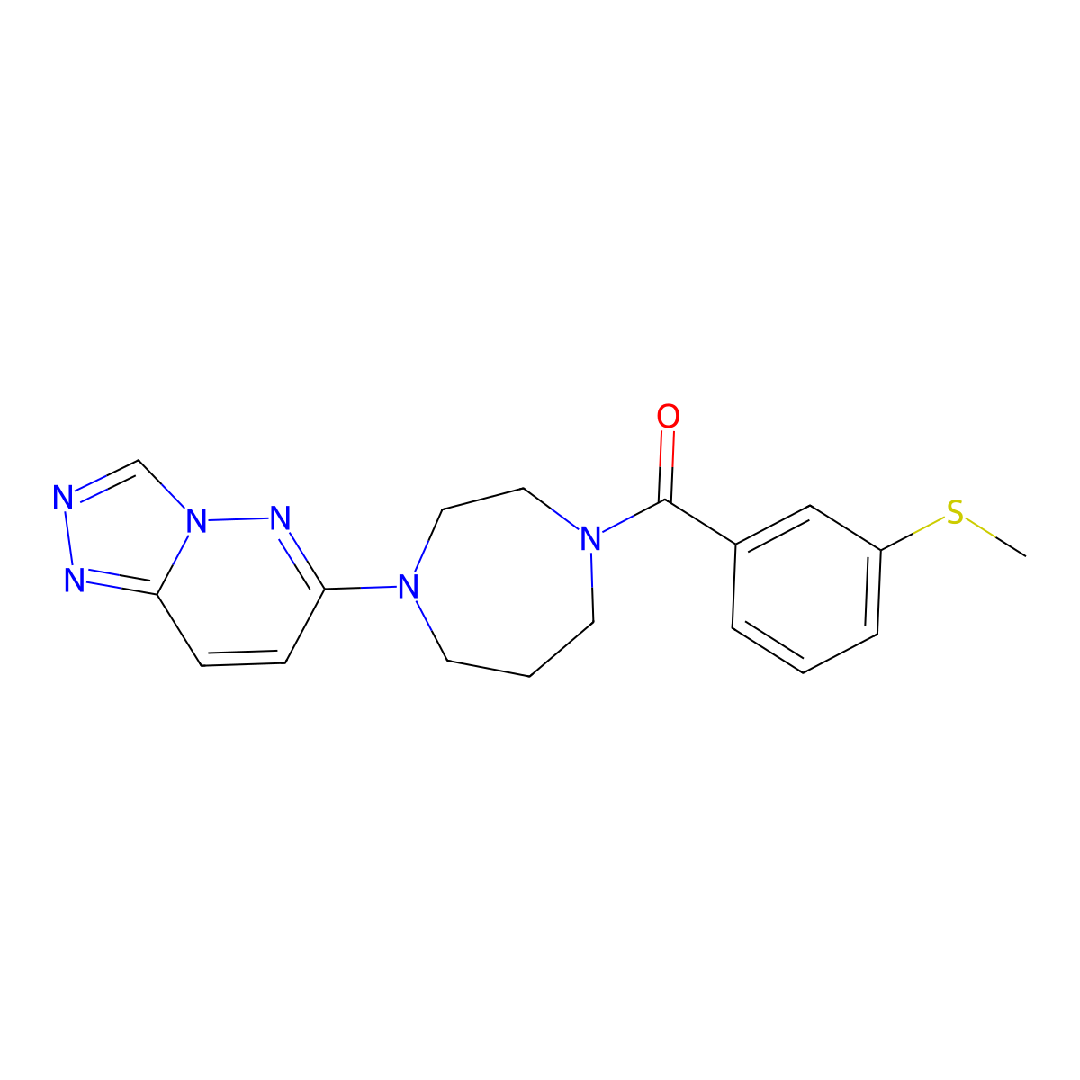 1-[3-(Methylsulfanyl)benzoyl]-4-{[1,2,4]triazolo[4,3-b]pyridazin-6-yl}-1,4-diazepane molecular structure, CAS 2320889-04-9