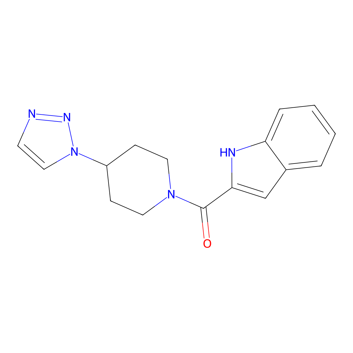2-[4-(1H-1,2,3-triazol-1-yl)piperidine-1-carbonyl]-1H-indole molecular structure, CAS 2320889-18-5
