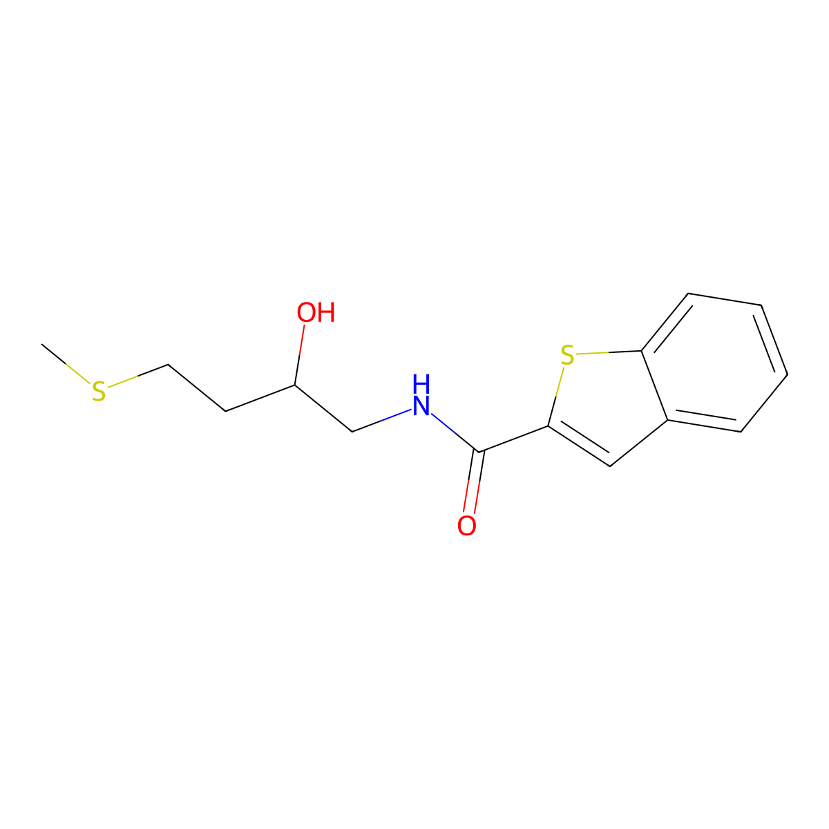 N-[2-hydroxy-4-(methylsulfanyl)butyl]-1-benzothiophene-2-carboxamide molecular structure, CAS 2320889-20-9