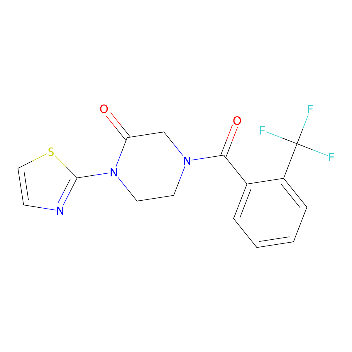 1-(1,3-Thiazol-2-yl)-4-[2-(trifluoromethyl)benzoyl]piperazin-2-one molecular structure, CAS 2320889-25-4