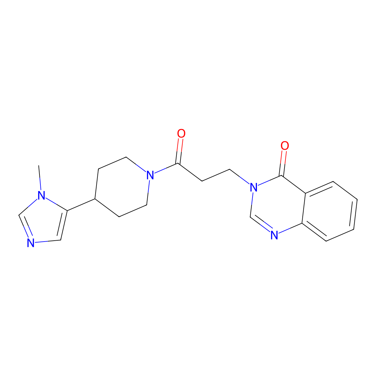 3-{3-[4-(1-methyl-1H-imidazol-5-yl)piperidin-1-yl]-3-oxopropyl}-3,4-dihydroquinazolin-4-one molecular structure, CAS 2320889-39-0