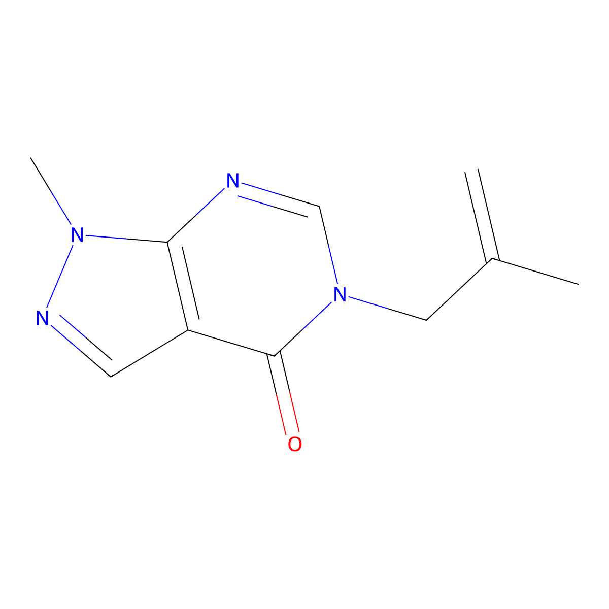 1-methyl-5-(2-methylprop-2-en-1-yl)-1H,4H,5H-pyrazolo[3,4-d]pyrimidin-4-one molecular structure, CAS 2320889-44-7