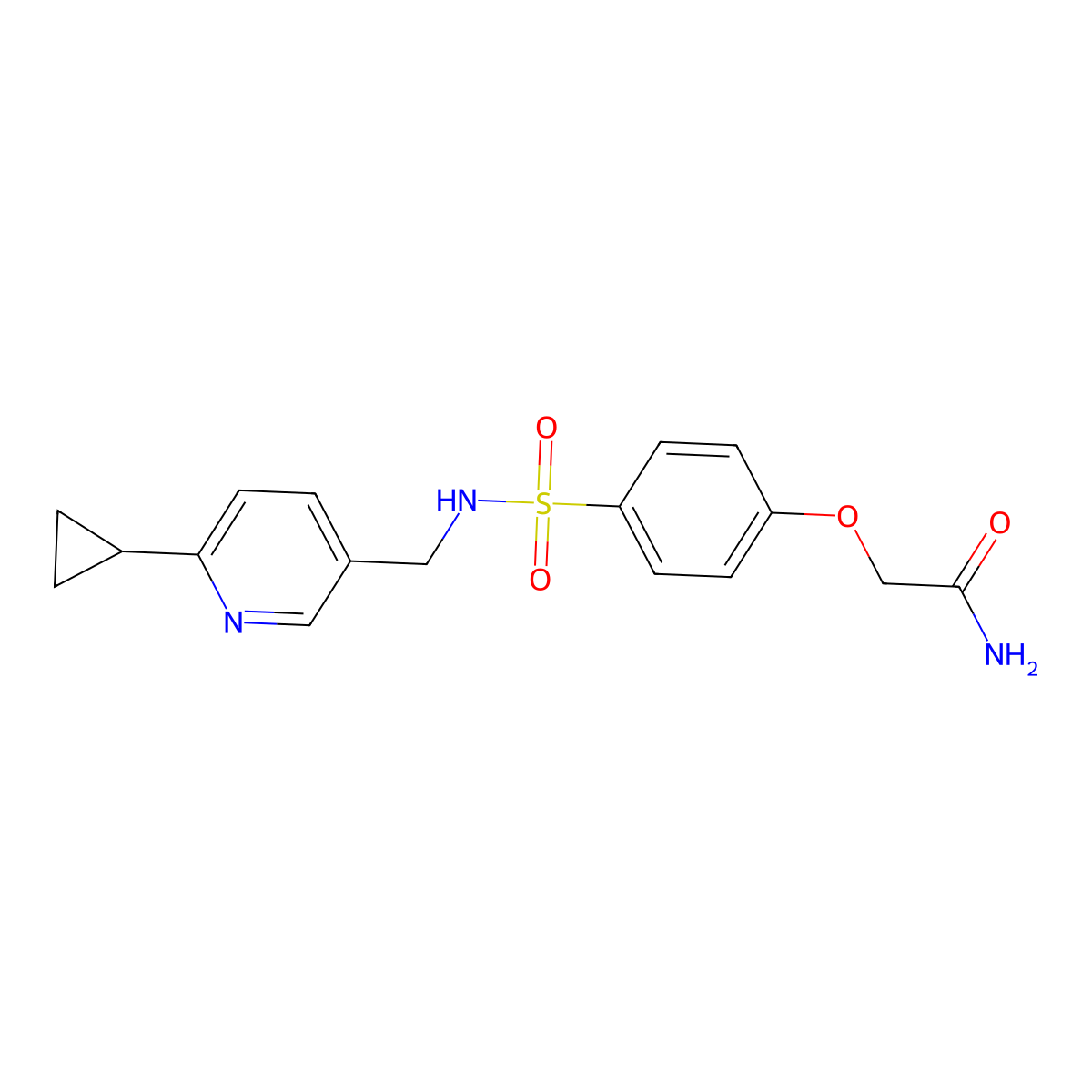 2-(4-{[(6-Cyclopropylpyridin-3-yl)methyl]sulfamoyl}phenoxy)acetamide molecular structure, CAS 2320889-47-0