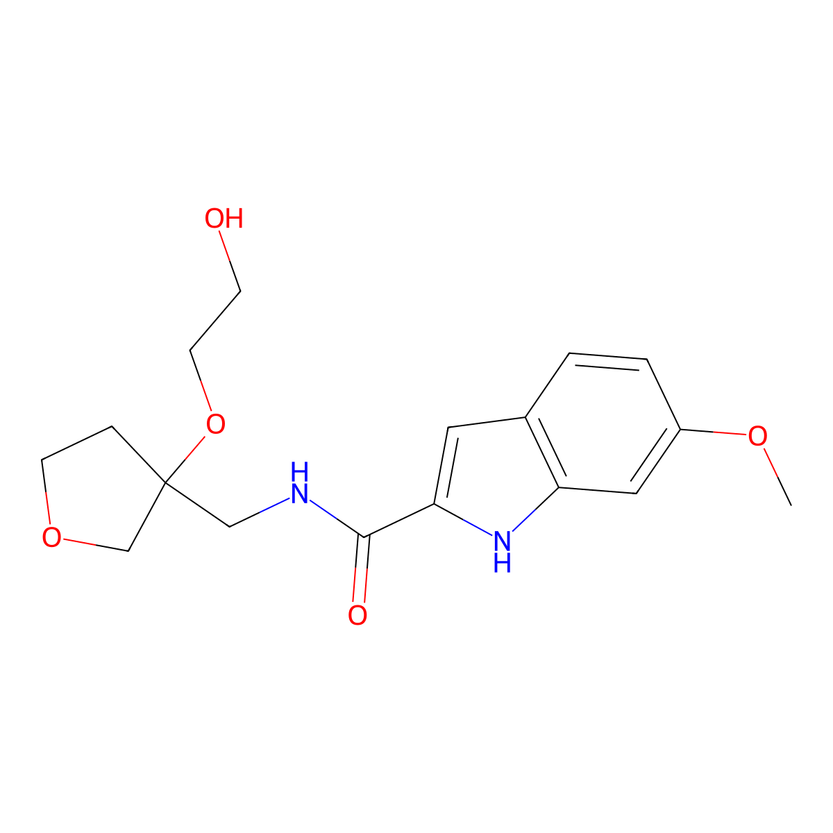 N-{[3-(2-hydroxyethoxy)oxolan-3-yl]methyl}-6-methoxy-1H-indole-2-carboxamide molecular structure, CAS 2320889-50-5