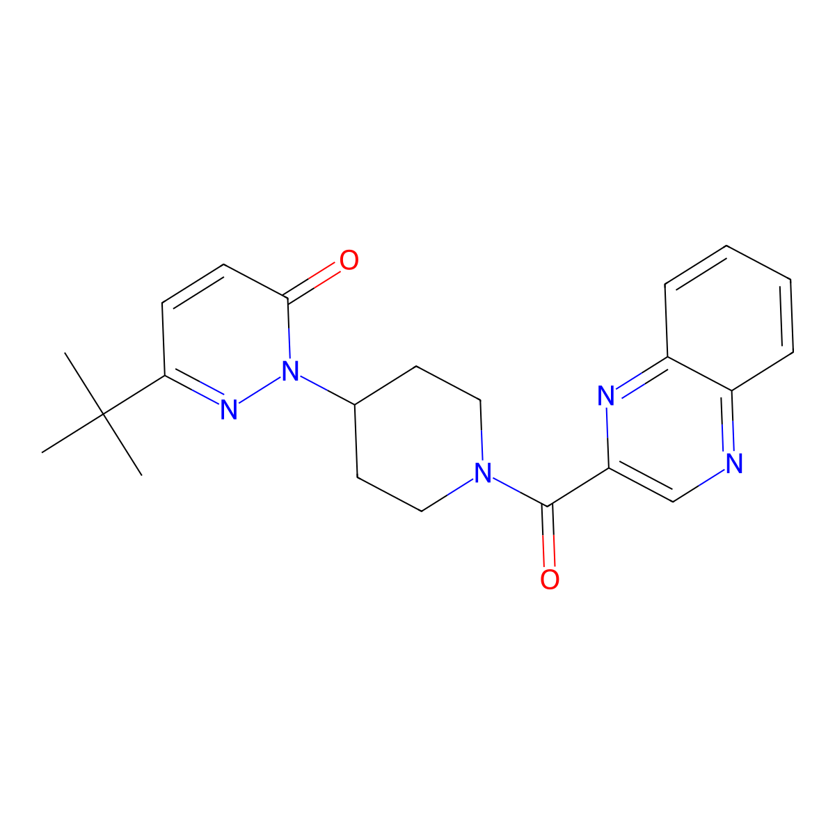 6-Tert-butyl-2-[1-(quinoxaline-2-carbonyl)piperidin-4-yl]-2,3-dihydropyridazin-3-one molecular structure, CAS 2320889-58-3