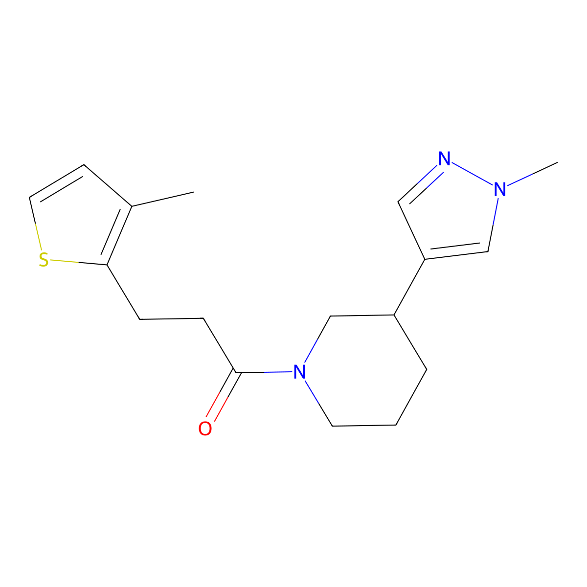 1-[3-(1-methyl-1H-pyrazol-4-yl)piperidin-1-yl]-3-(3-methylthiophen-2-yl)propan-1-one molecular structure, CAS 2320889-65-2