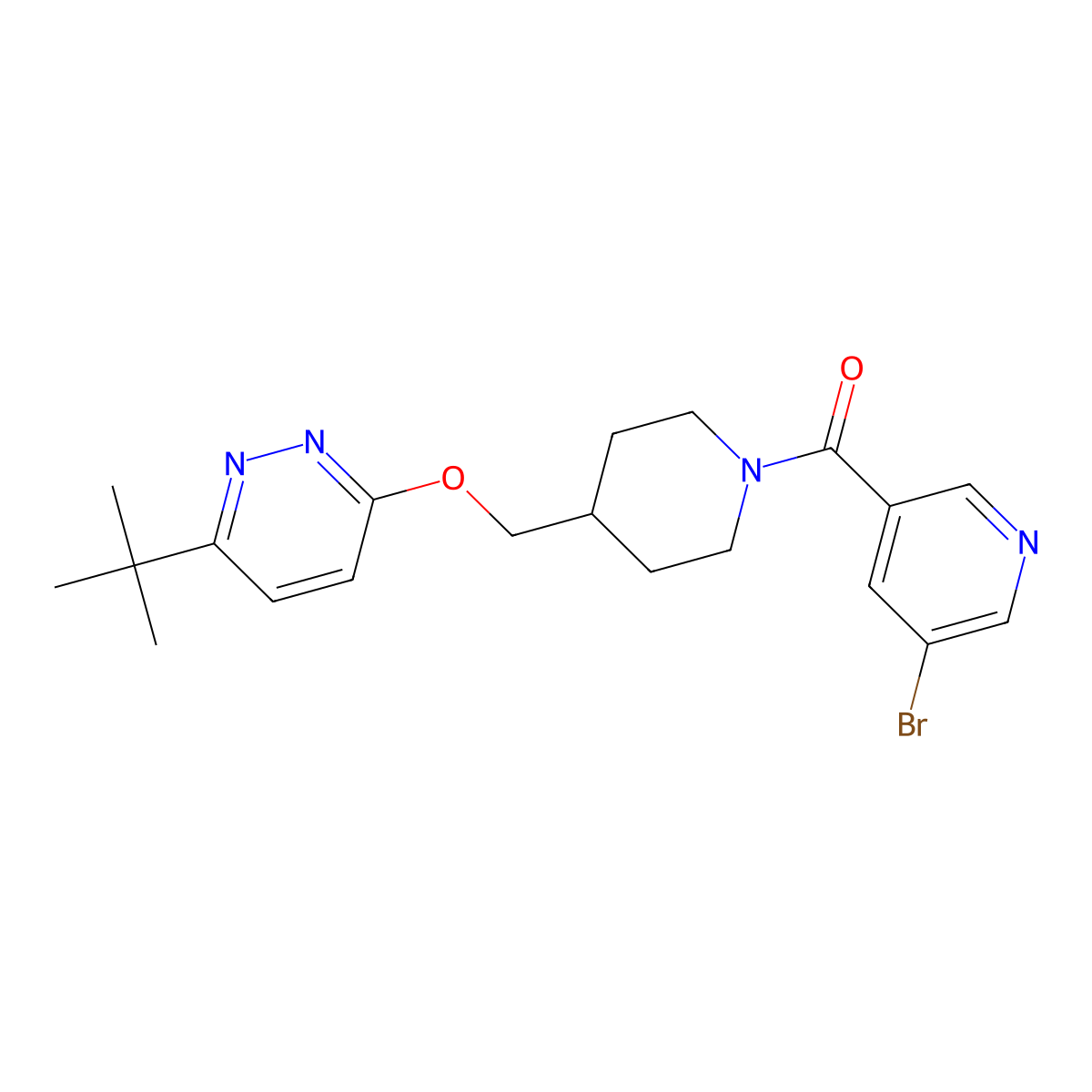 3-{[1-(5-Bromopyridine-3-carbonyl)piperidin-4-yl]methoxy}-6-tert-butylpyridazine molecular structure, CAS 2320889-66-3