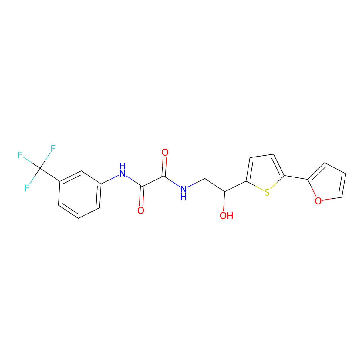 N-{2-[5-(furan-2-yl)thiophen-2-yl]-2-hydroxyethyl}-N'-[3-(trifluoromethyl)phenyl]ethanediamide molecular structure, CAS 2320889-69-6