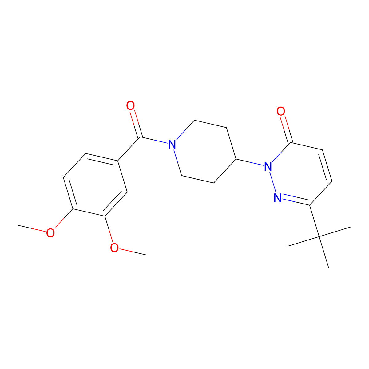 6-Tert-butyl-2-[1-(3,4-dimethoxybenzoyl)piperidin-4-yl]-2,3-dihydropyridazin-3-one molecular structure, CAS 2320889-70-9