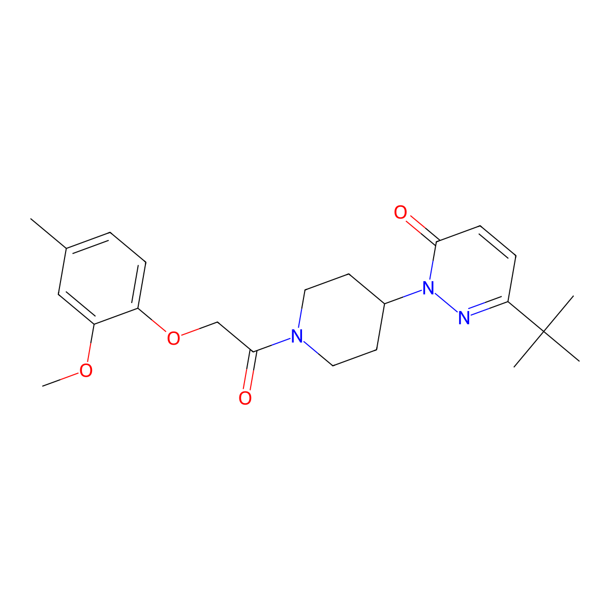 6-Tert-butyl-2-{1-[2-(2-methoxy-4-methylphenoxy)acetyl]piperidin-4-yl}-2,3-dihydropyridazin-3-one molecular structure, CAS 2320889-78-7