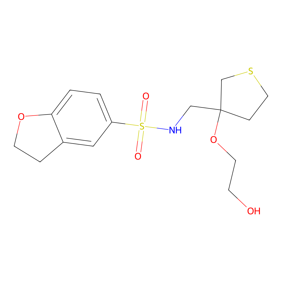 N-{[3-(2-hydroxyethoxy)thiolan-3-yl]methyl}-2,3-dihydro-1-benzofuran-5-sulfonamide molecular structure, CAS 2320889-91-4