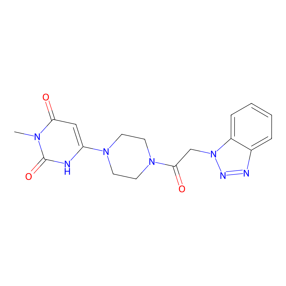 6-(4-(2-(1H-benzo[d][1,2,3]triazol-1-yl)acetyl)piperazin-1-yl)-3-methylpyrimidine-2,4(1H,3H)-dione molecular structure, CAS 2320889-99-2
