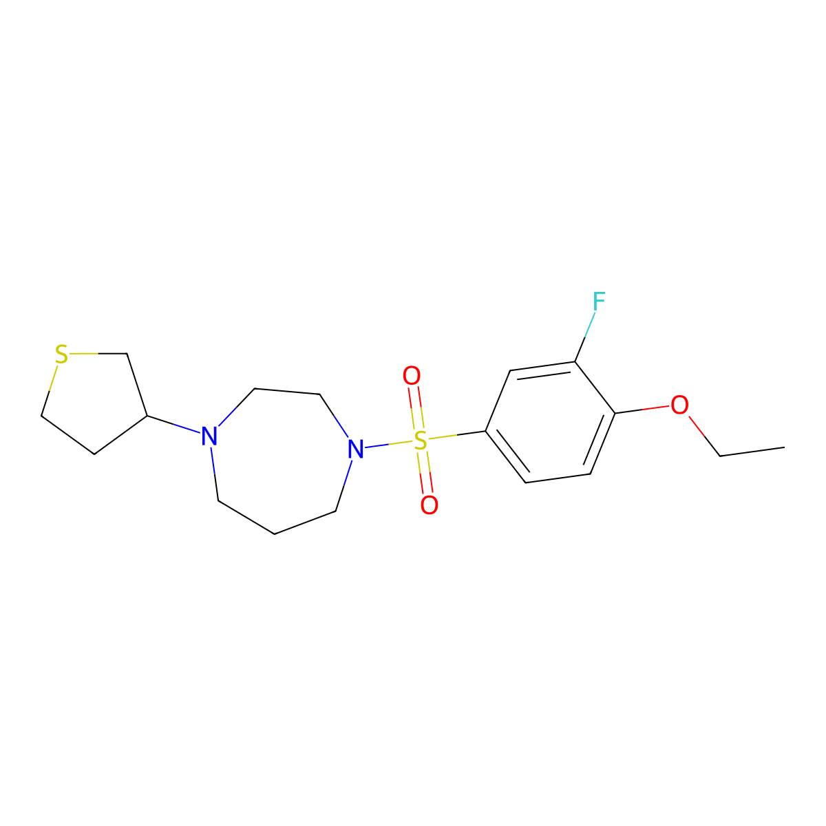 1-(4-Ethoxy-3-fluorobenzenesulfonyl)-4-(thiolan-3-yl)-1,4-diazepane molecular structure, CAS 2320890-00-2