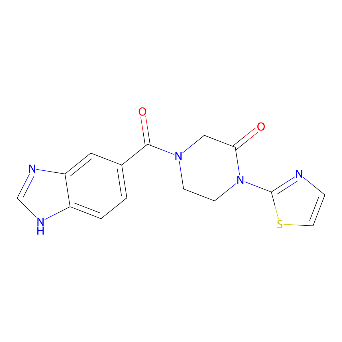 4-(1H-benzo[d]imidazole-5-carbonyl)-1-(thiazol-2-yl)piperazin-2-one molecular structure, CAS 2320890-09-1