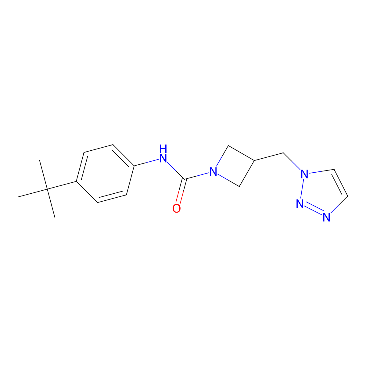 N-(4-tert-butylphenyl)-3-[(1H-1,2,3-triazol-1-yl)methyl]azetidine-1-carboxamide molecular structure, CAS 2320890-23-9