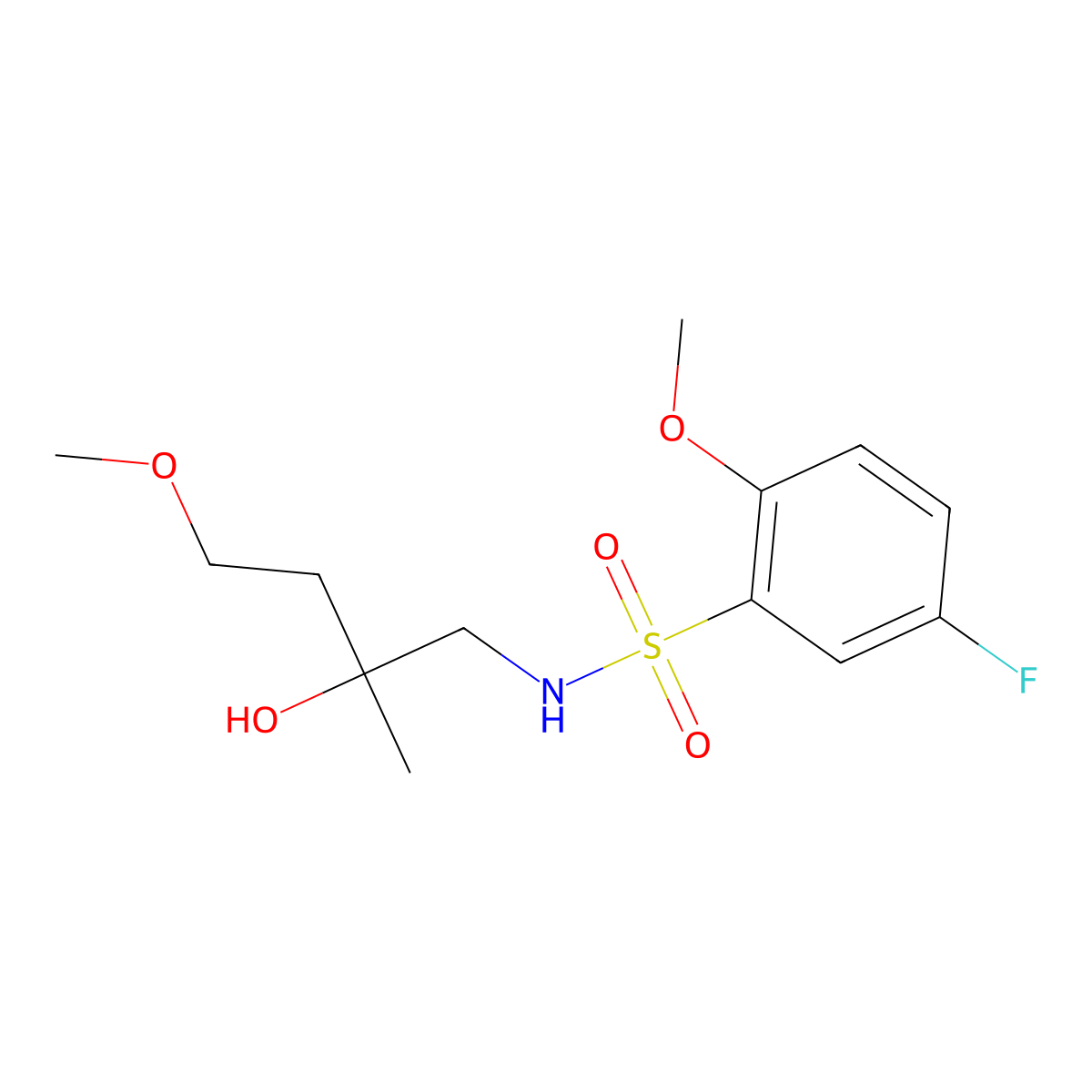 2-[(5-Fluoro-2-methoxybenzenesulfonamido)methyl]-4-methoxybutan-2-ol molecular structure, CAS 2320890-46-6