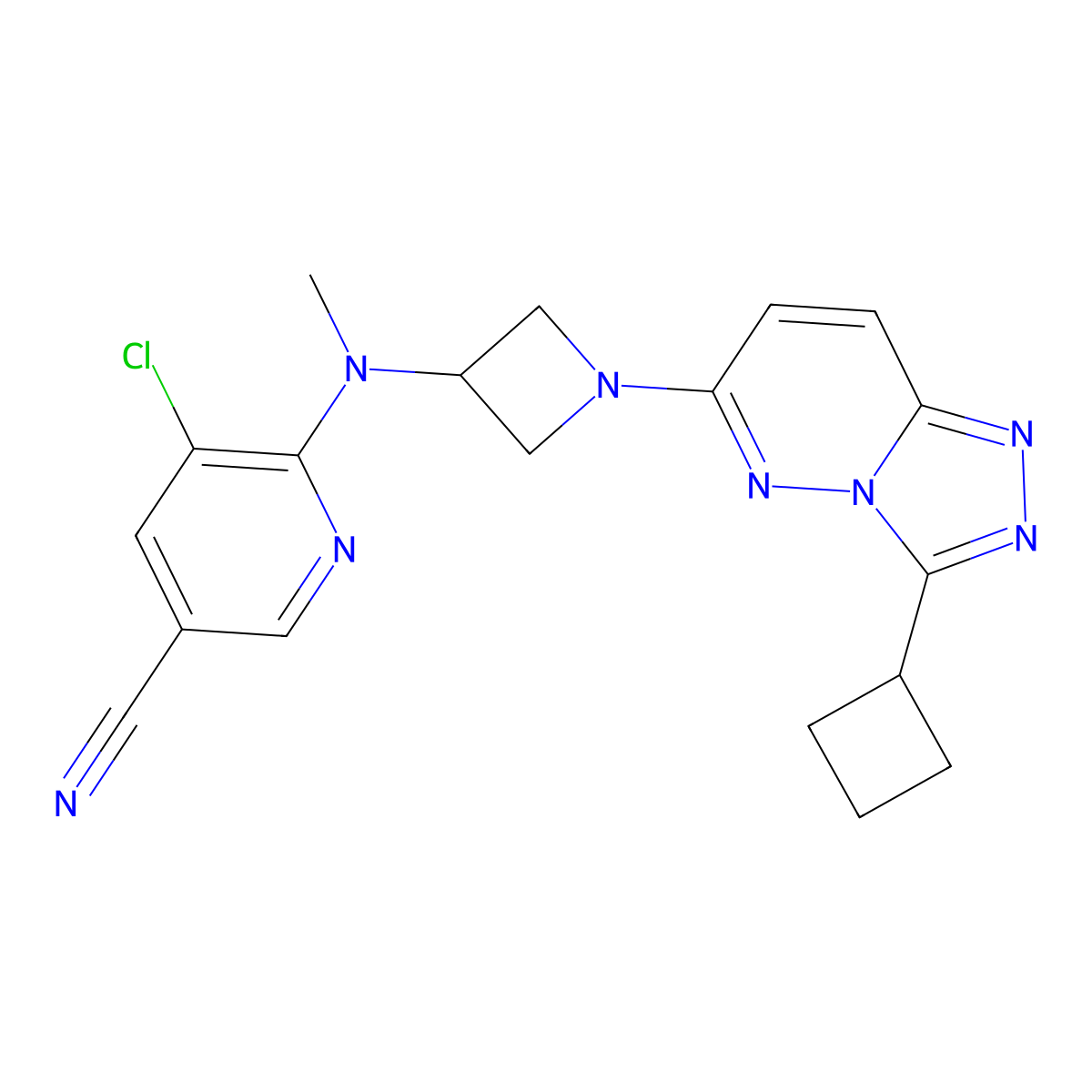 5-Chloro-6-((1-(3-cyclobutyl-[1,2,4]triazolo[4,3-b]pyridazin-6-yl)azetidin-3-yl)(methyl)amino)nicotinonitrile molecular structure, CAS 2320890-99-9