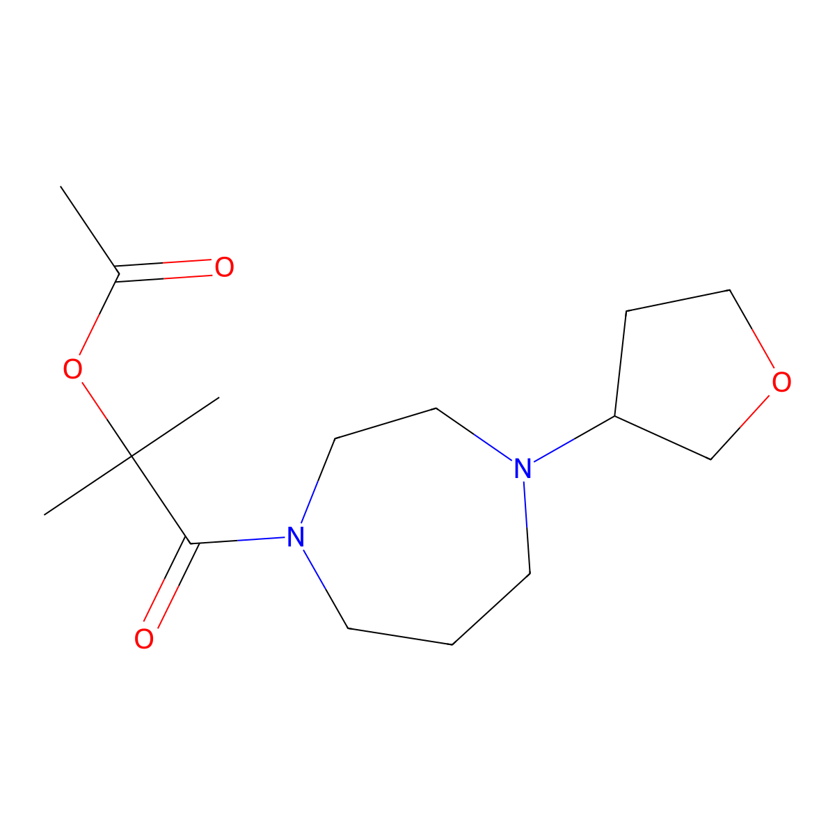 2-Methyl-1-oxo-1-(4-(tetrahydrofuran-3-yl)-1,4-diazepan-1-yl)propan-2-yl acetate molecular structure, CAS 2320891-52-7