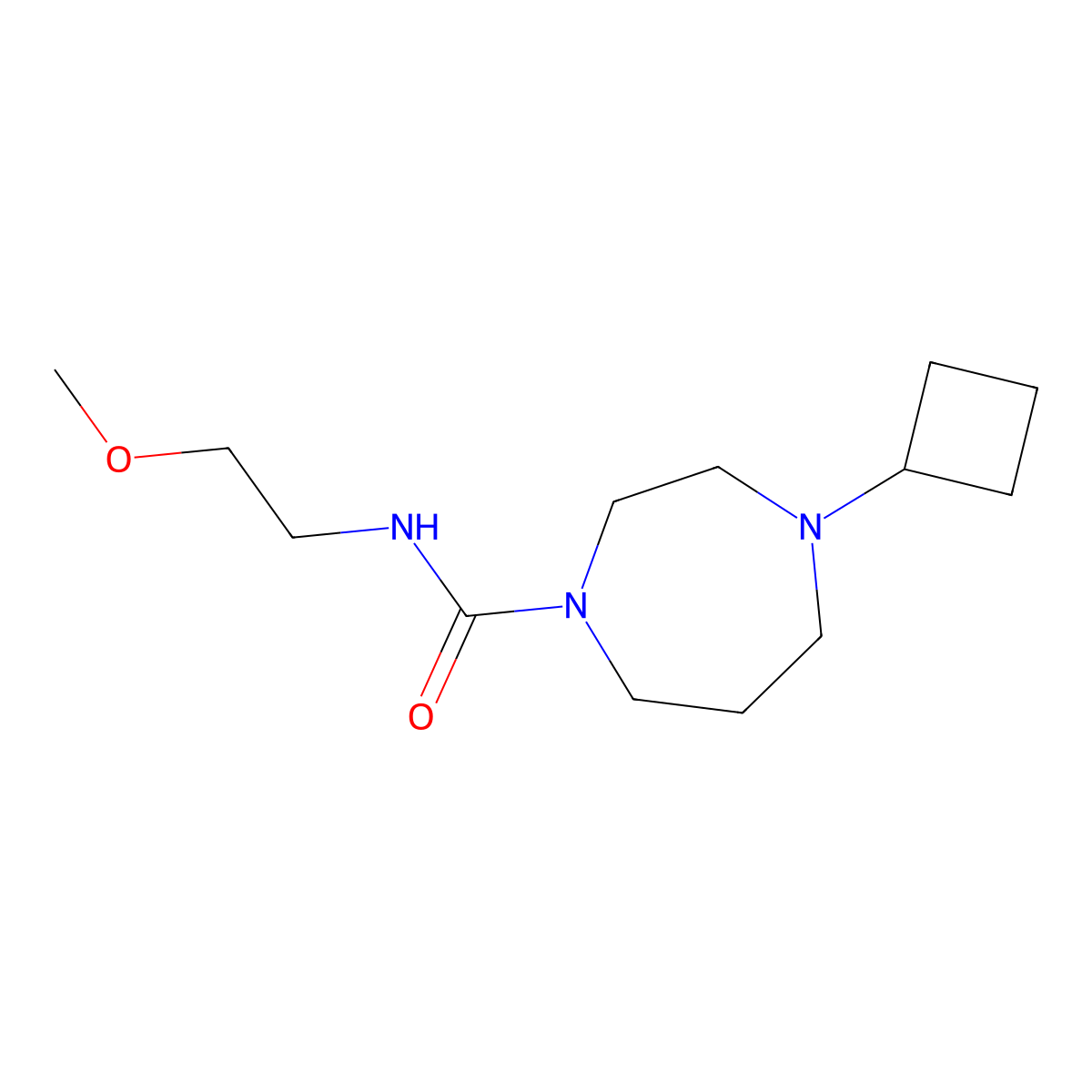 4-cyclobutyl-N-(2-methoxyethyl)-1,4-diazepane-1-carboxamide molecular structure, CAS 2320896-16-8