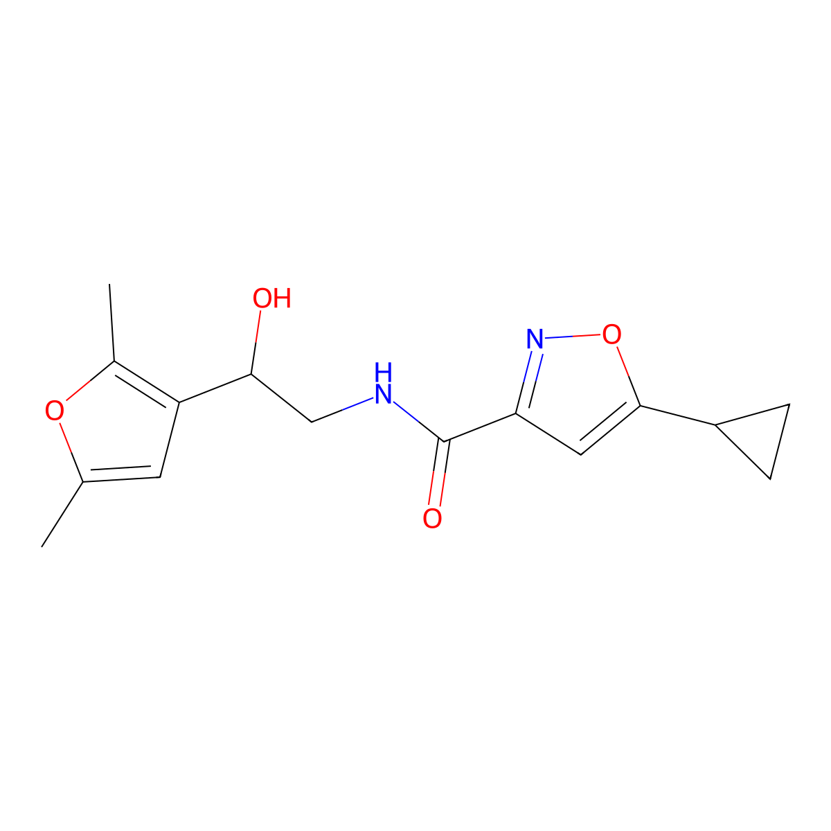 5-cyclopropyl-N-[2-(2,5-dimethylfuran-3-yl)-2-hydroxyethyl]-1,2-oxazole-3-carboxamide molecular structure, CAS 2320896-36-2