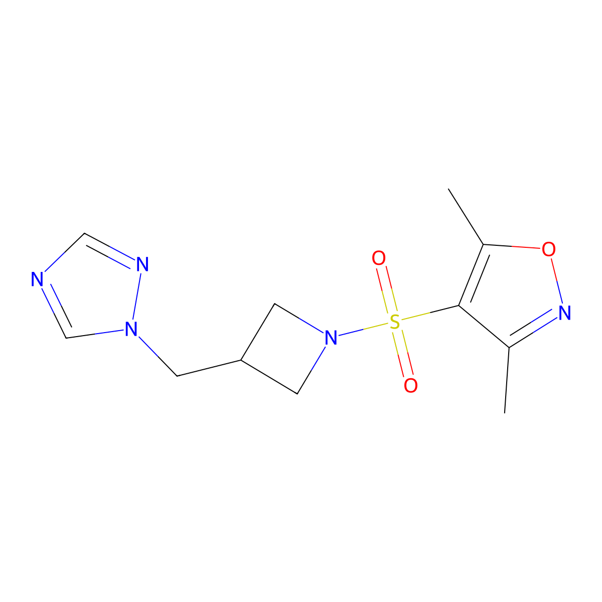 4-((3-((1H-1,2,4-triazol-1-yl)methyl)azetidin-1-yl)sulfonyl)-3,5-dimethylisoxazole molecular structure, CAS 2320897-03-6