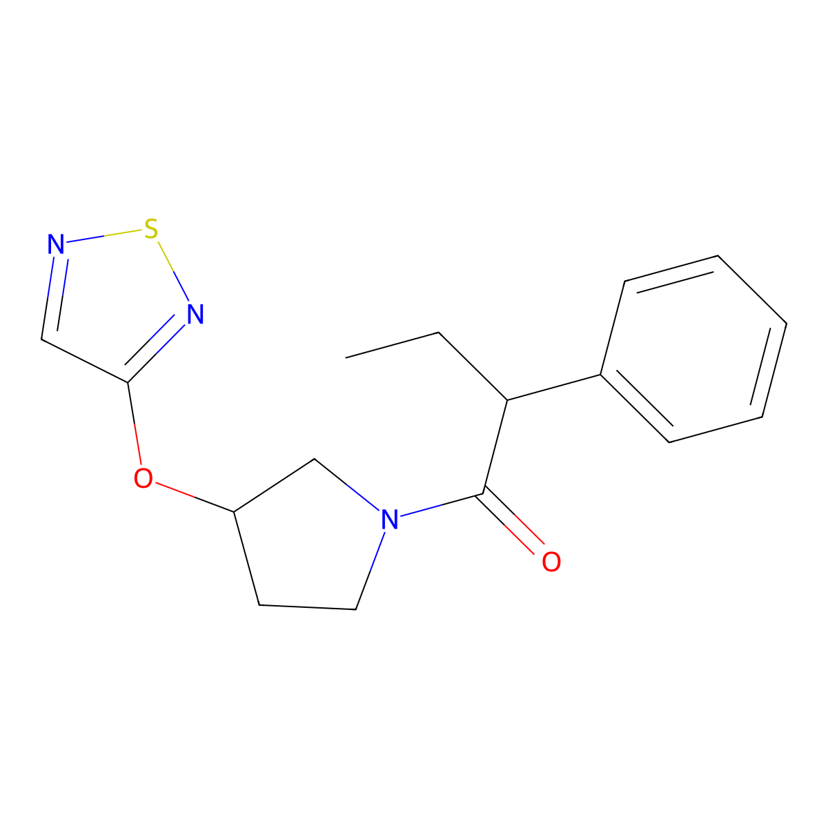 2-Phenyl-1-[3-(1,2,5-thiadiazol-3-yloxy)pyrrolidin-1-yl]butan-1-one molecular structure, CAS 2320897-42-3