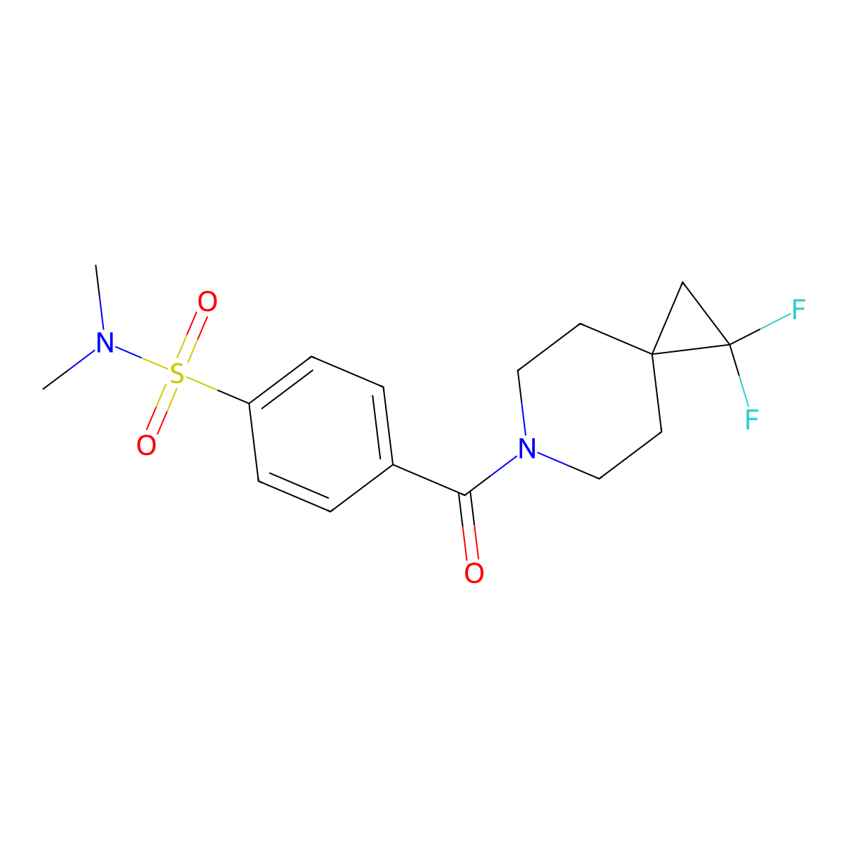 4-{1,1-difluoro-6-azaspiro[2.5]octane-6-carbonyl}-N,N-dimethylbenzene-1-sulfonamide molecular structure, CAS 2320898-06-2