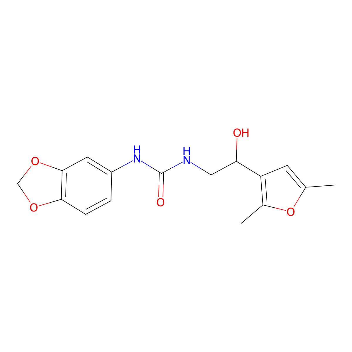 1-(2H-1,3-benzodioxol-5-yl)-3-[2-(2,5-dimethylfuran-3-yl)-2-hydroxyethyl]urea molecular structure, CAS 2320898-27-7