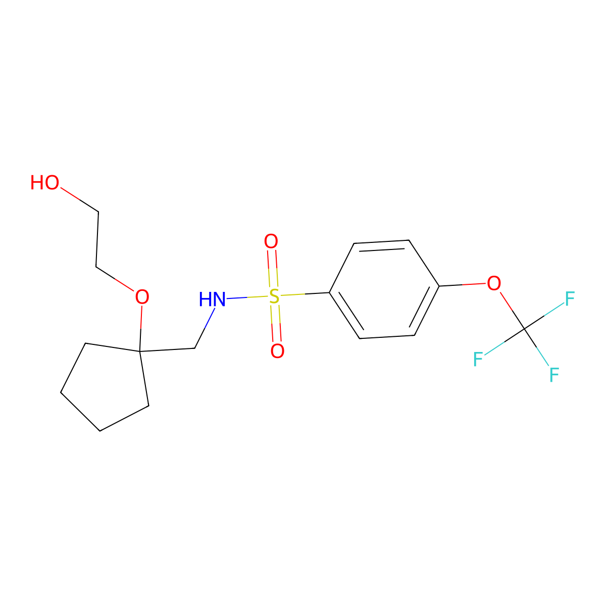 N-{[1-(2-hydroxyethoxy)cyclopentyl]methyl}-4-(trifluoromethoxy)benzene-1-sulfonamide molecular structure, CAS 2320898-53-9