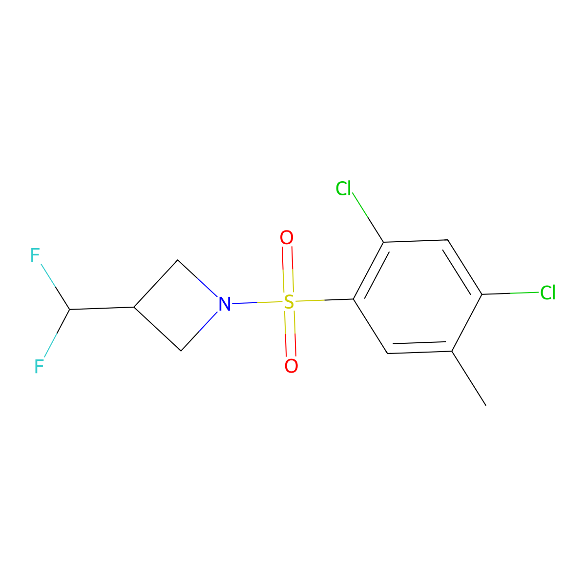1-((2,4-Dichloro-5-methylphenyl)sulfonyl)-3-(difluoromethyl)azetidine molecular structure, CAS 2320898-70-0