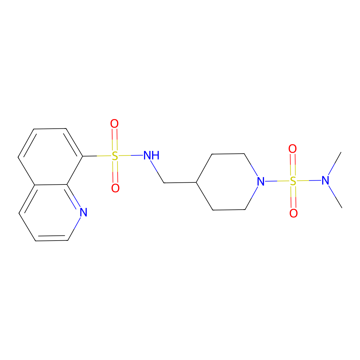 N-{[1-(dimethylsulfamoyl)piperidin-4-yl]methyl}quinoline-8-sulfonamide molecular structure, CAS 2320898-72-2