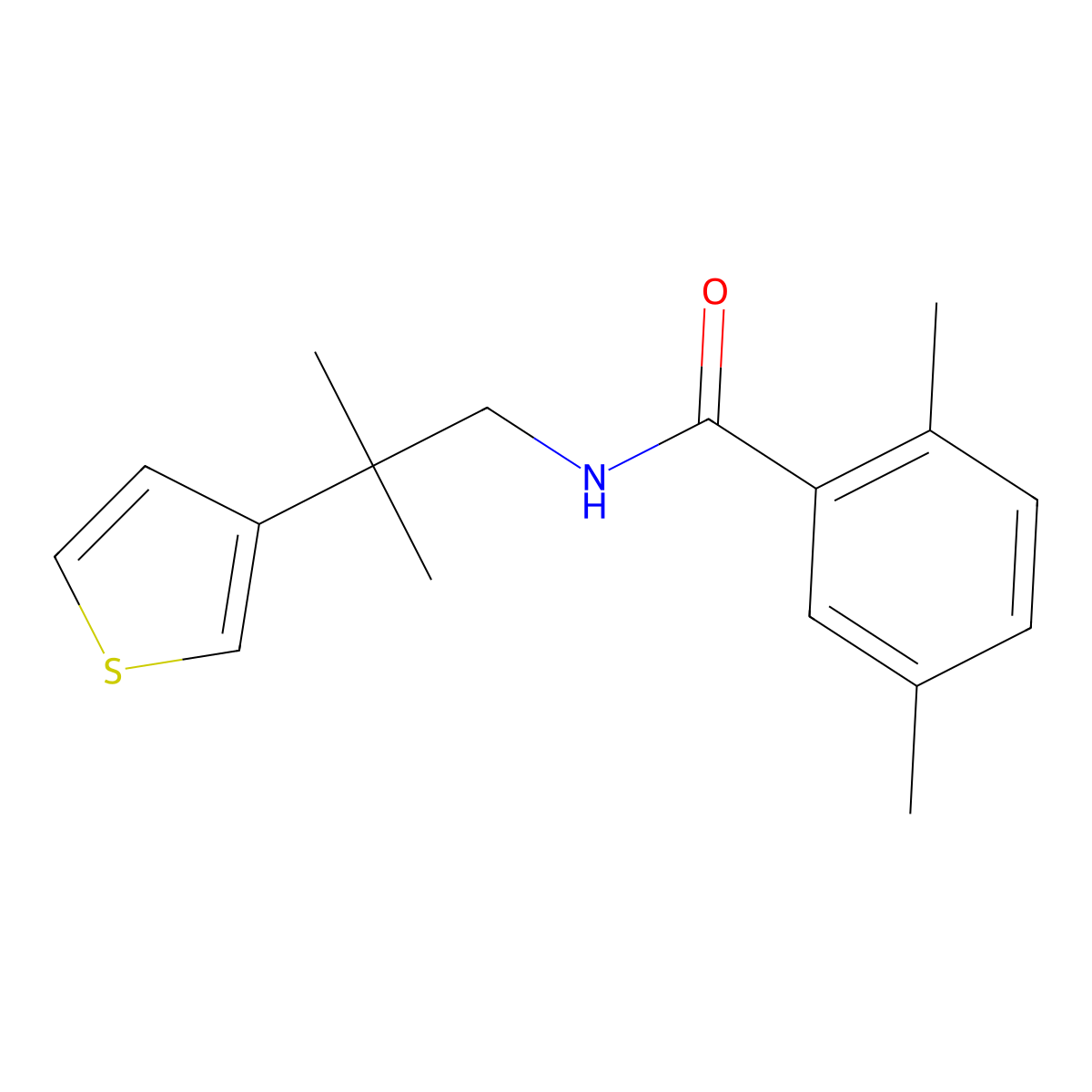 2,5-dimethyl-N-(2-methyl-2-(thiophen-3-yl)propyl)benzamide molecular structure, CAS 2320898-84-6