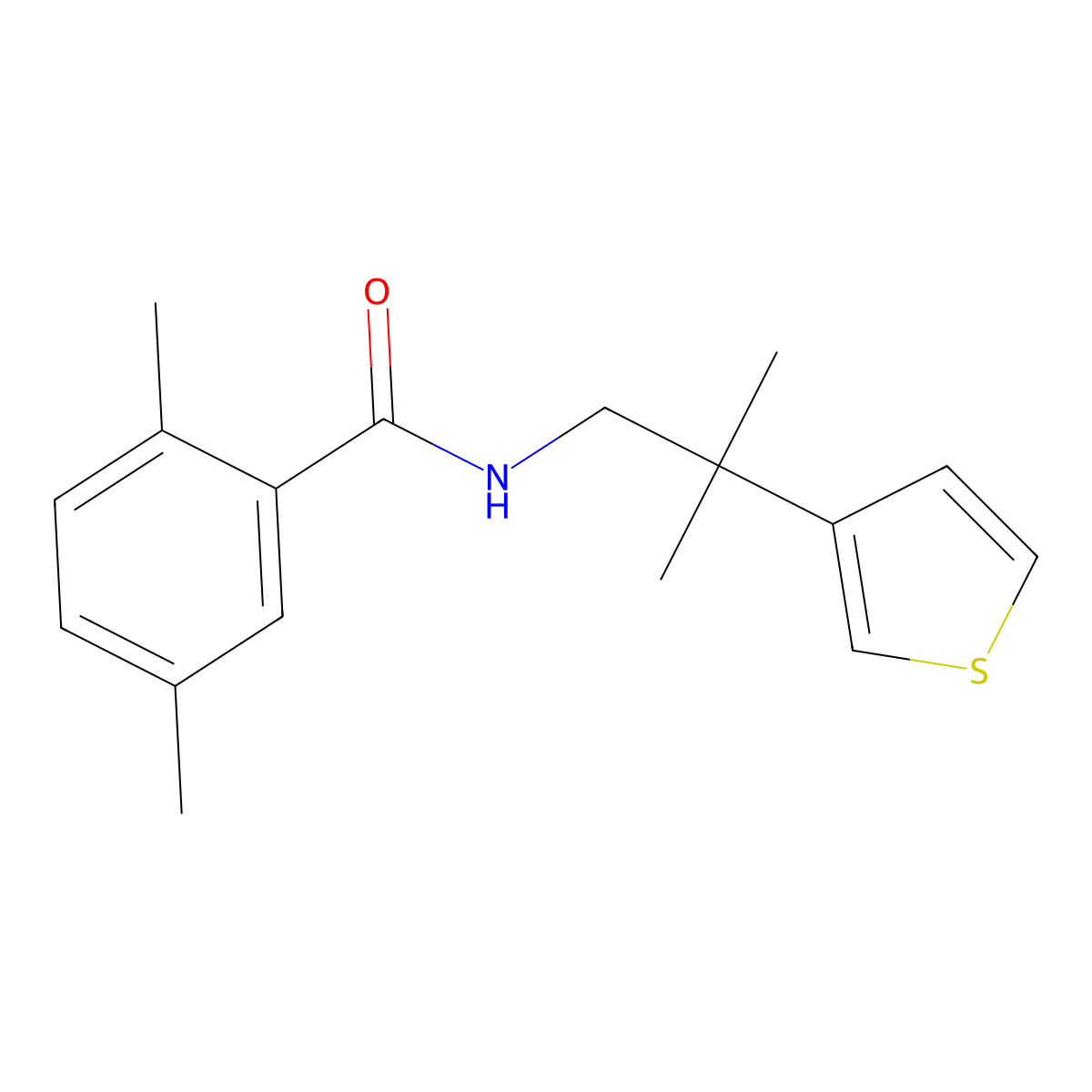 2,5-dimethyl-N-(2-methyl-2-(thiophen-3-yl)propyl)benzamide molecular structure, CAS 2320898-84-6