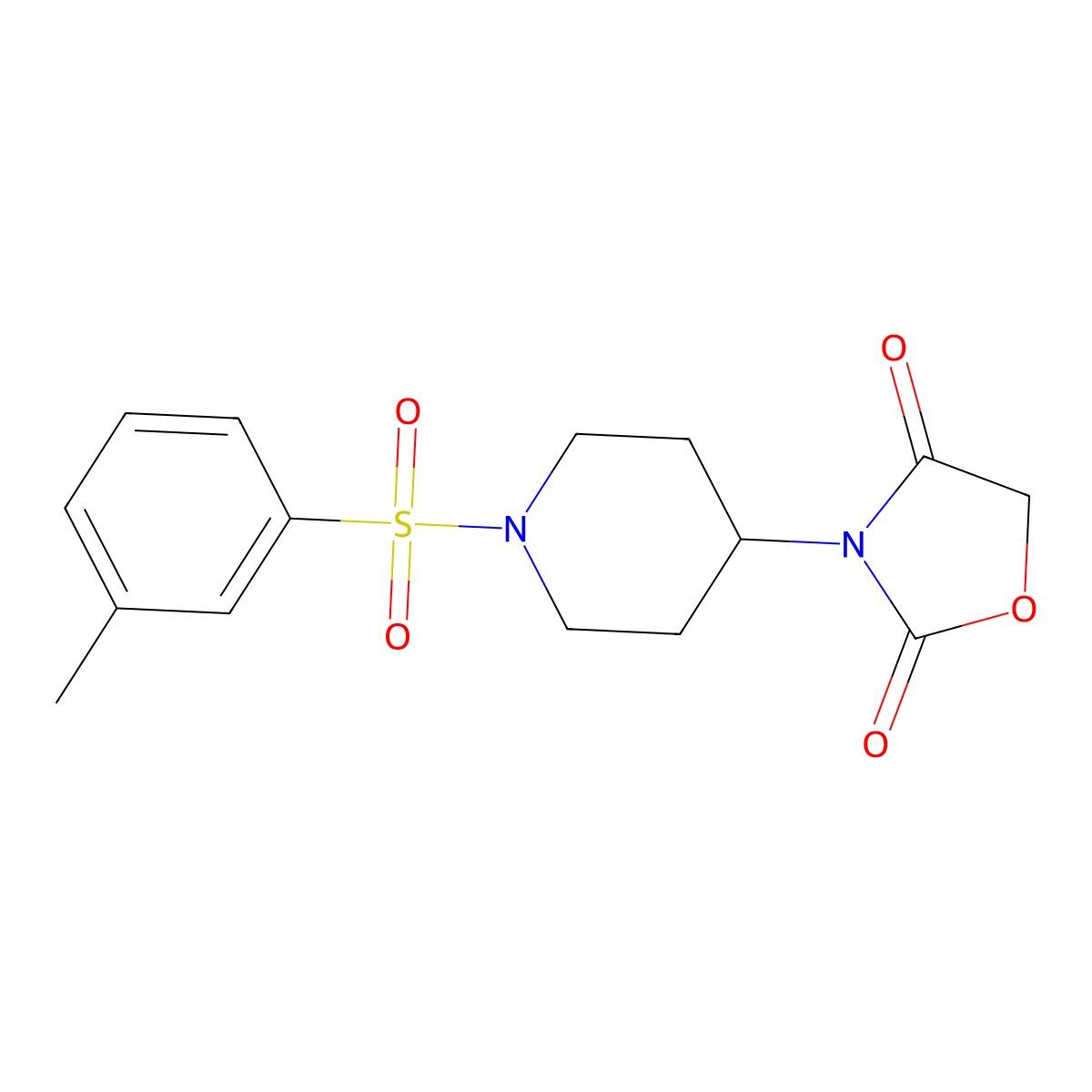 3-(1-(m-Tolylsulfonyl)piperidin-4-yl)oxazolidine-2,4-dione molecular structure, CAS 2320898-86-8