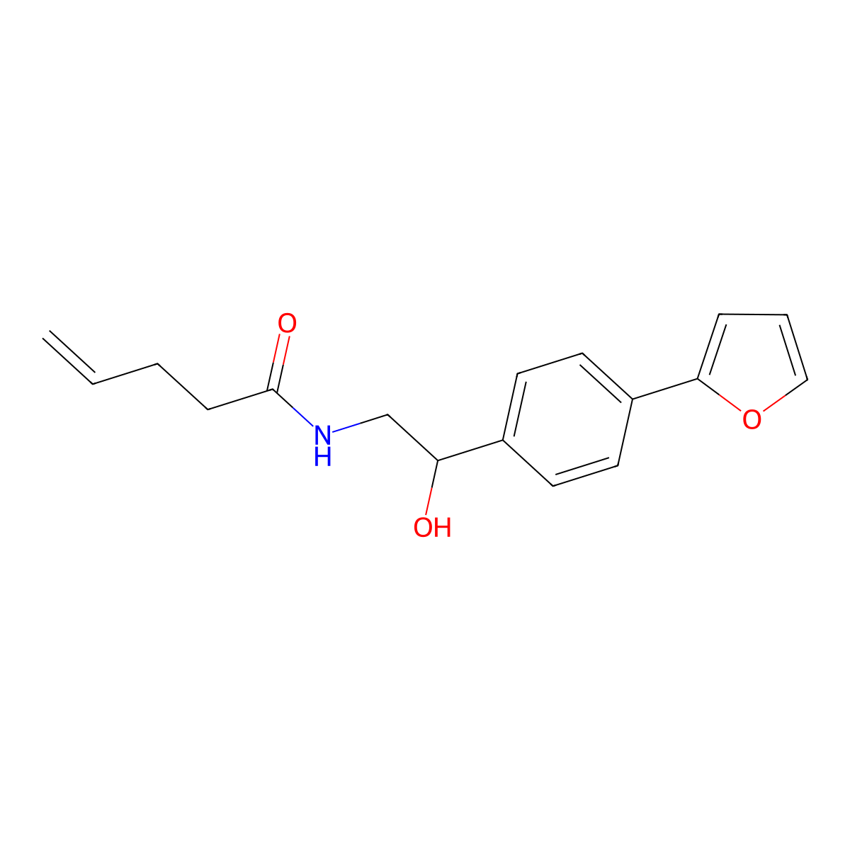 N-(2-(4-(furan-2-yl)phenyl)-2-hydroxyethyl)pent-4-enamide molecular structure, CAS 2320899-07-6