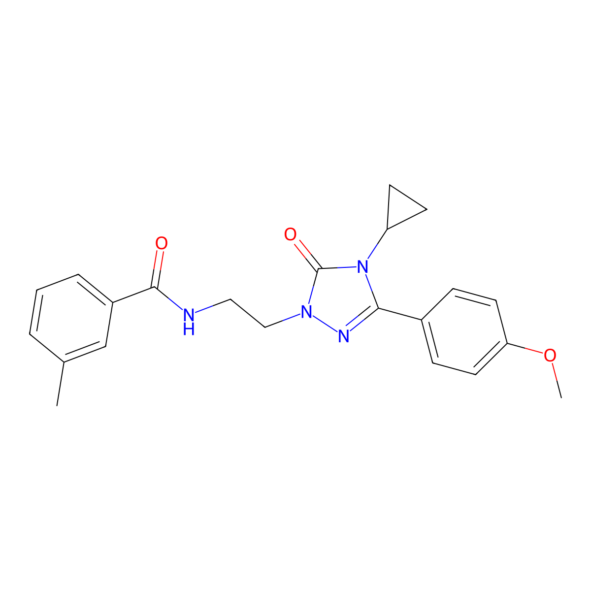N-{2-[4-cyclopropyl-3-(4-methoxyphenyl)-5-oxo-4,5-dihydro-1H-1,2,4-triazol-1-yl]ethyl}-3-methylbenzamide molecular structure, CAS 2320899-63-4