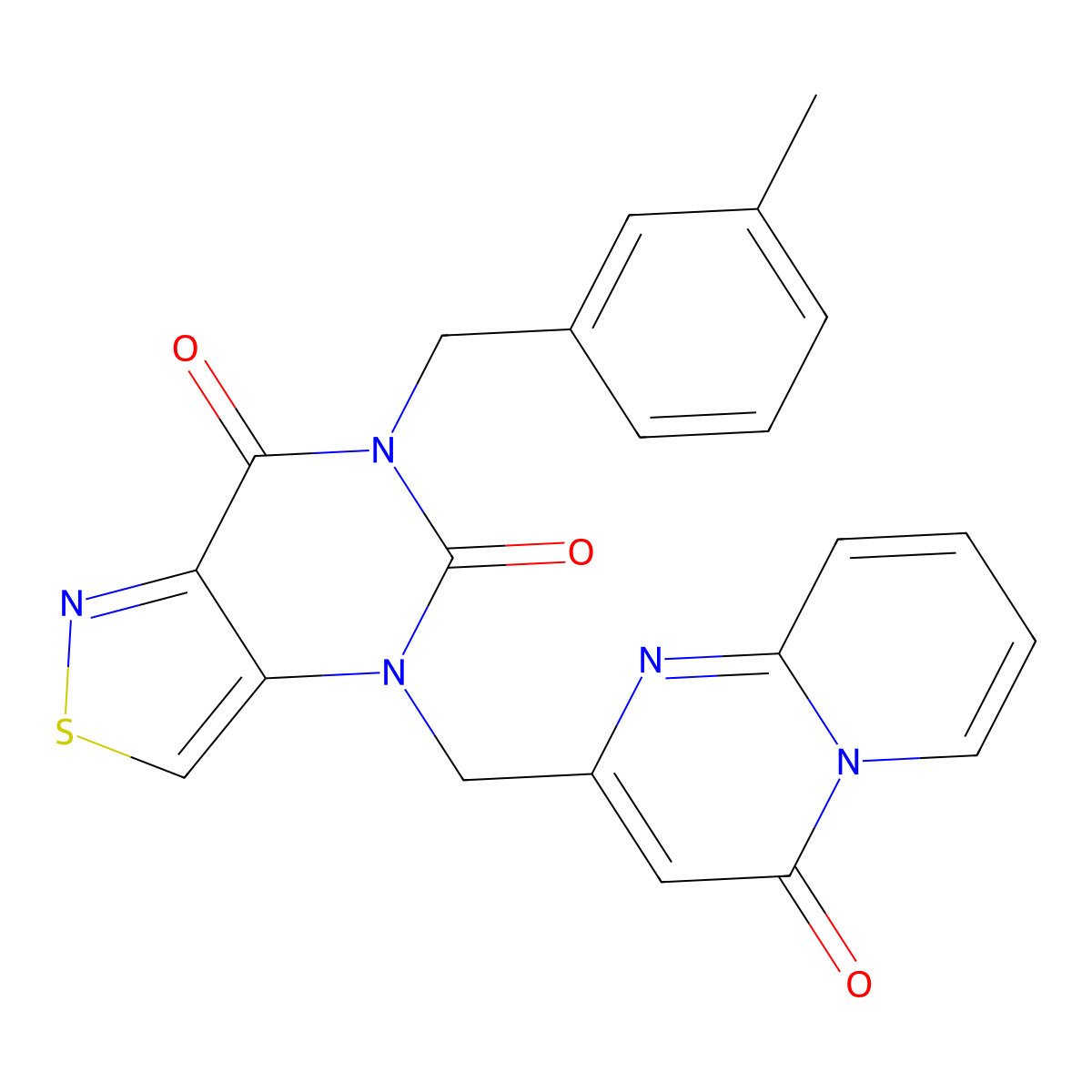 6-(3-methylbenzyl)-4-((4-oxo-4H-pyrido[1,2-a]pyrimidin-2-yl)methyl)isothiazolo[4,3-d]pyrimidine-5,7(4H,6H)-dione molecular structure, CAS 2320900-14-7