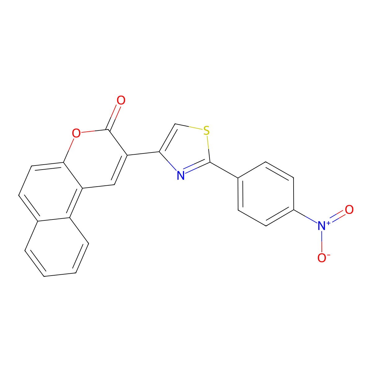 2-[2-(4-nitrophenyl)-1,3-thiazol-4-yl]-3H-benzo[f]chromen-3-one molecular structure, CAS 2320900-43-2