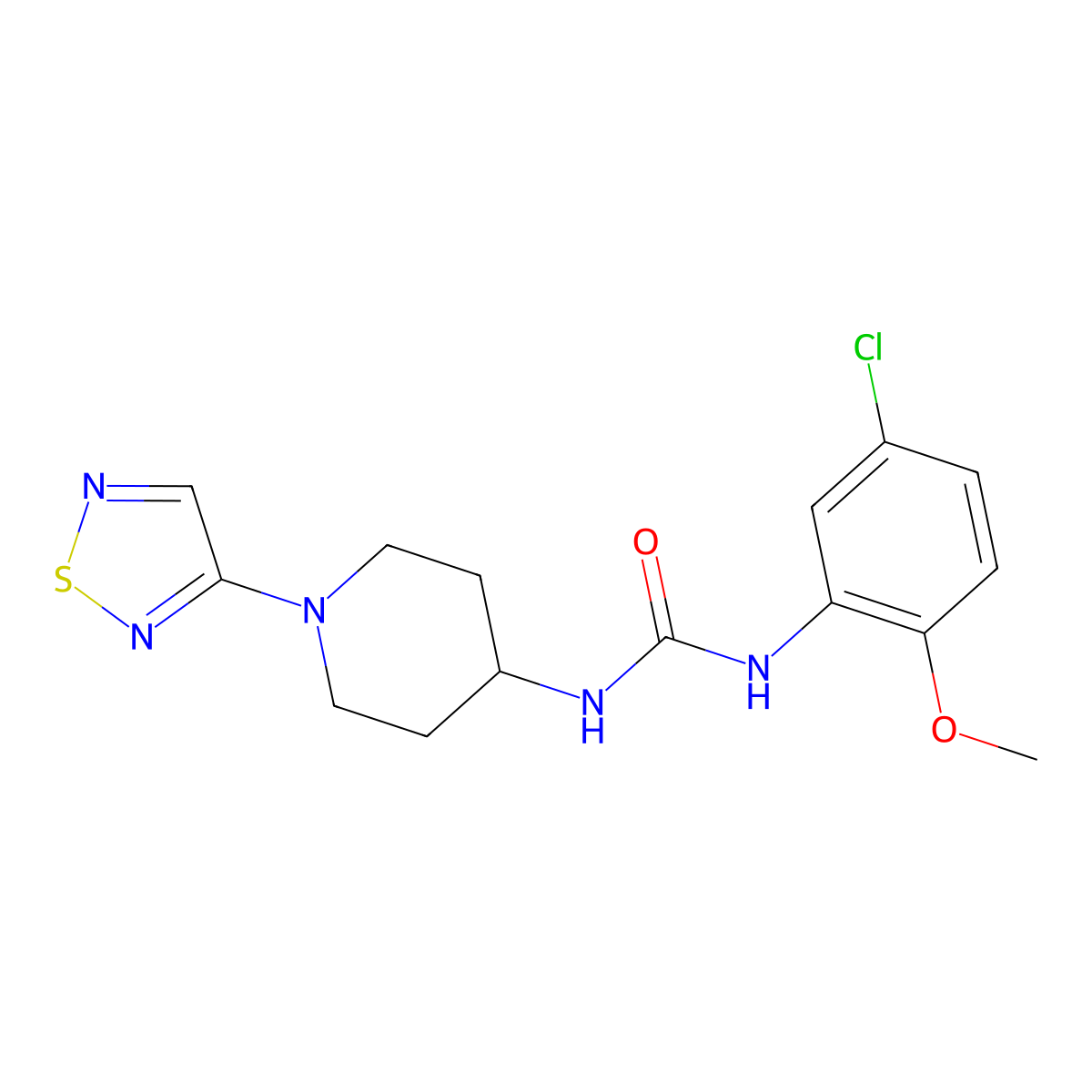 1-(5-Chloro-2-methoxyphenyl)-3-[1-(1,2,5-thiadiazol-3-yl)piperidin-4-yl]urea molecular structure, CAS 2320922-96-9