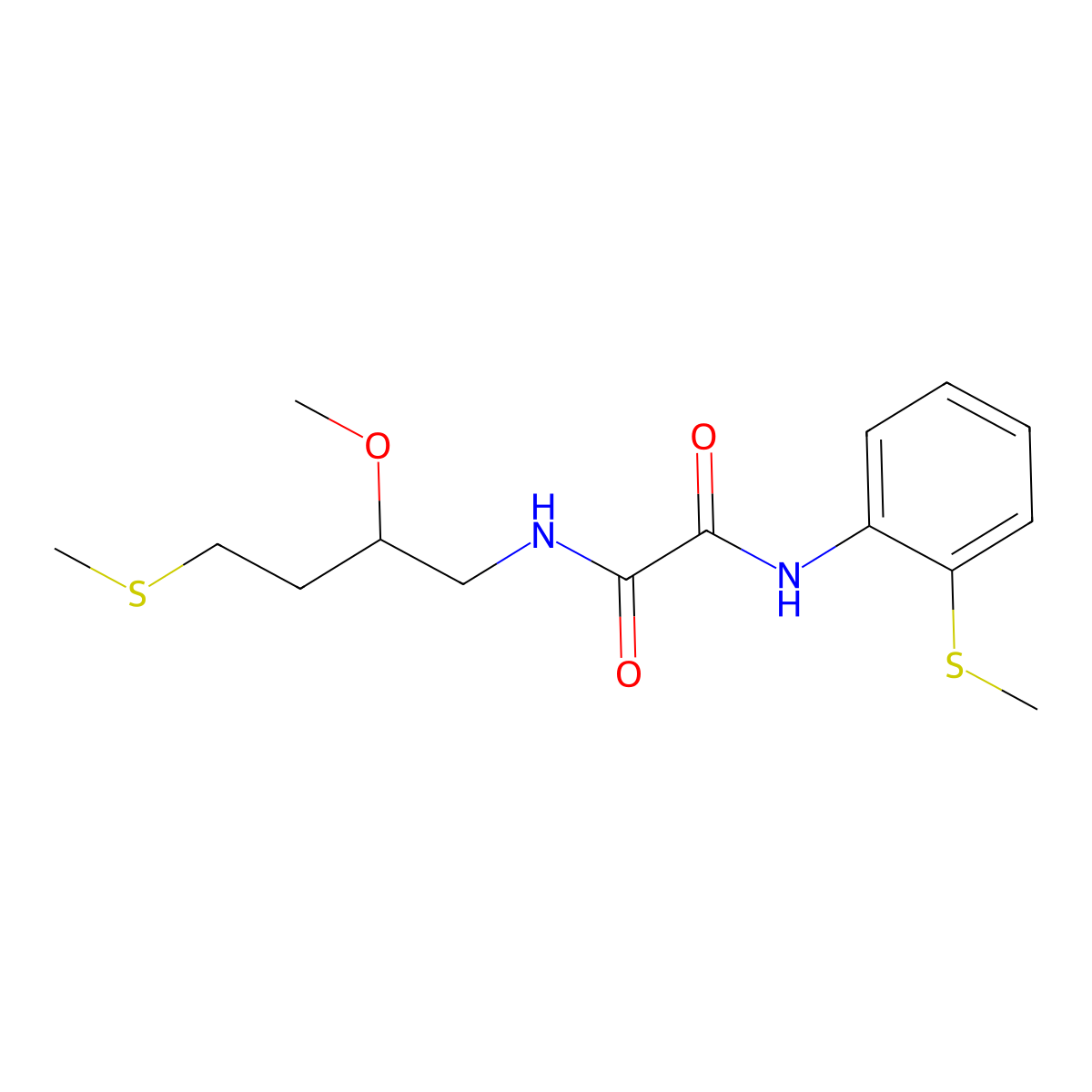 N-[2-methoxy-4-(methylsulfanyl)butyl]-N'-[2-(methylsulfanyl)phenyl]ethanediamide molecular structure, CAS 2320923-31-5