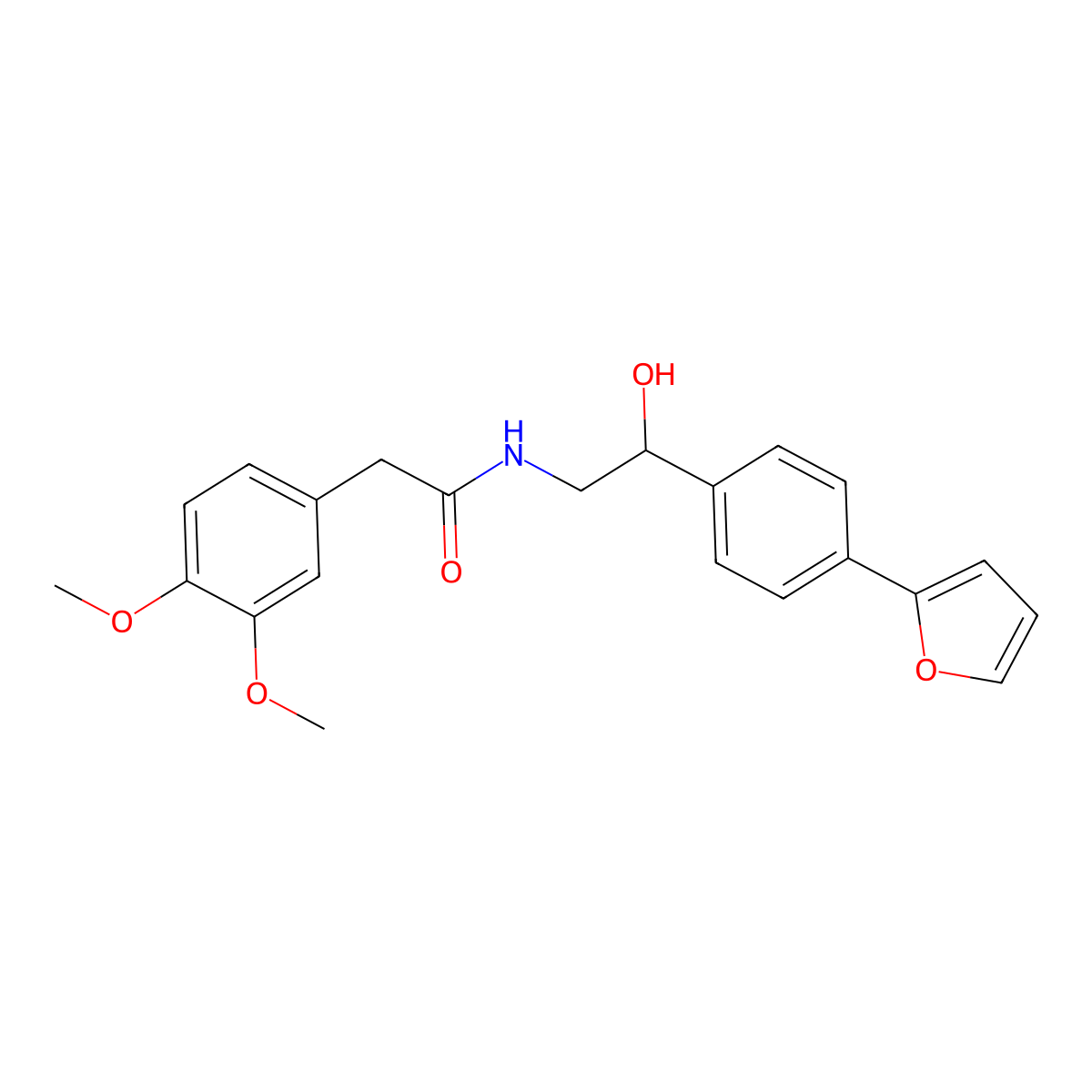 2-(3,4-dimethoxyphenyl)-N-{2-[4-(furan-2-yl)phenyl]-2-hydroxyethyl}acetamide molecular structure, CAS 2320923-37-1