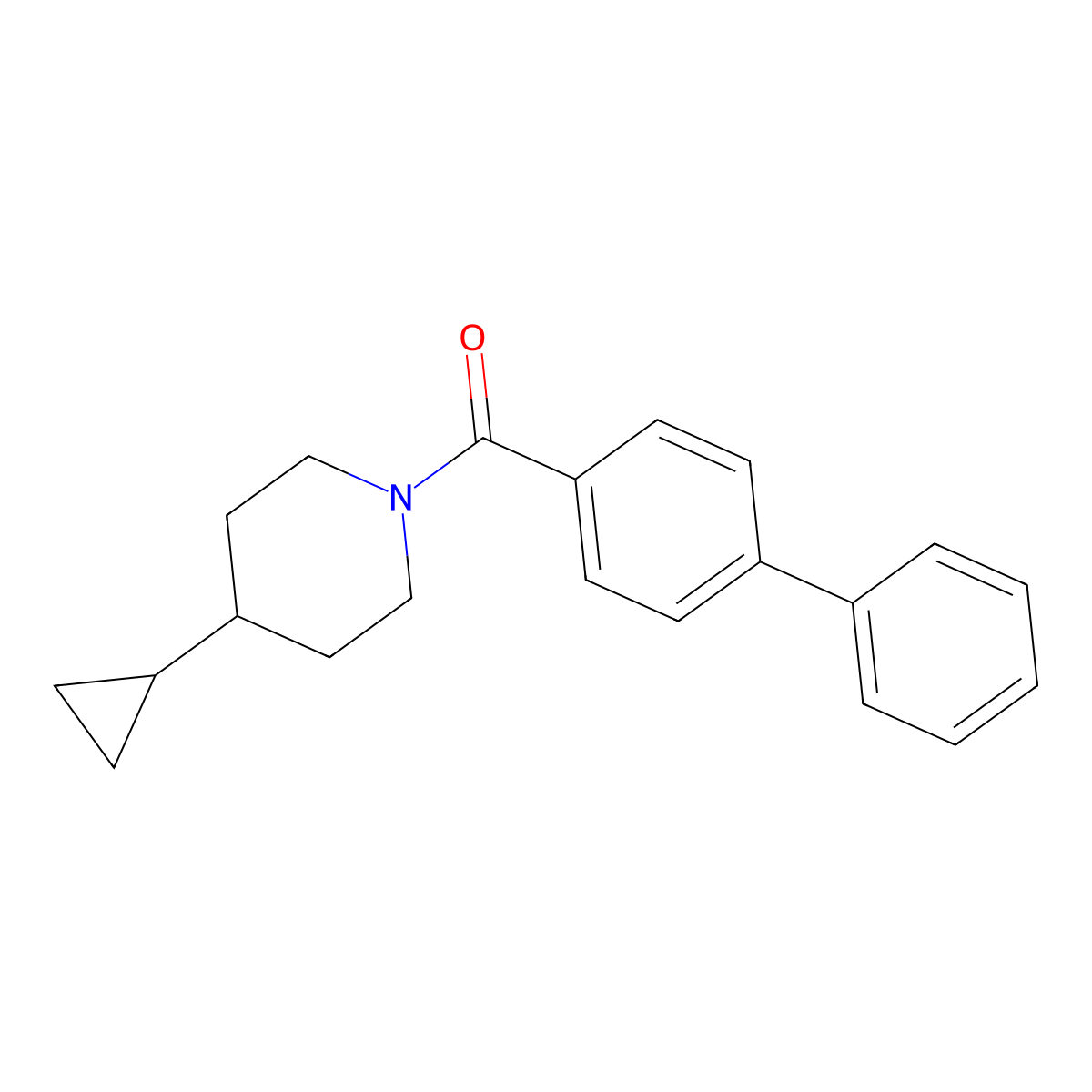 1-{[1,1'-Biphenyl]-4-carbonyl}-4-cyclopropylpiperidine molecular structure, CAS 2320923-39-3